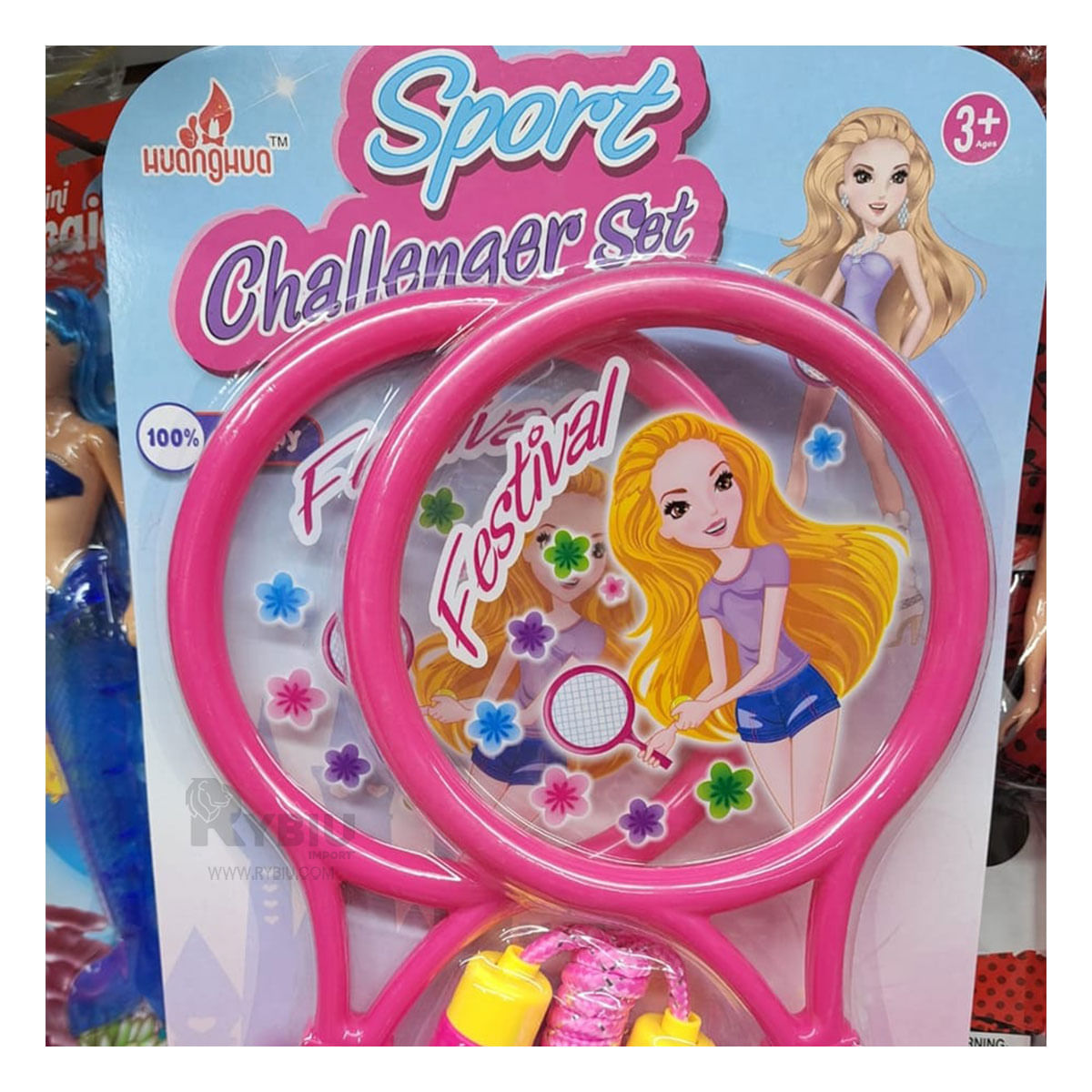 Raqueta con Cuerda de Plastico en Rosado Y+Papel de Regalo