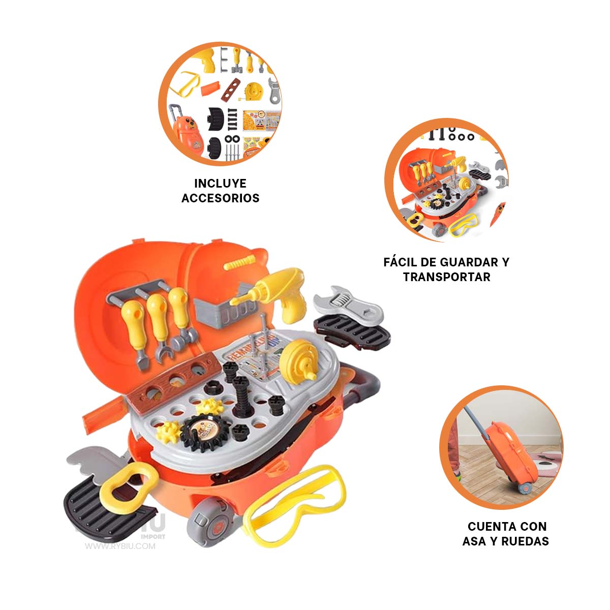 Set Portatil de Herramienta de Color Naranja Y+Stickers