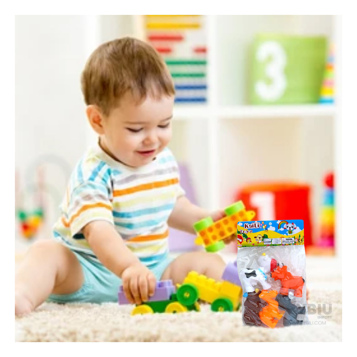 Set de Granja Divertidos 5 Unid Multicolor Y+Papel de Regalo