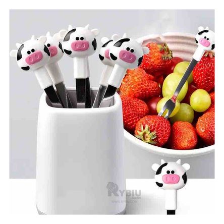 Tenedor Inoxidable de Diseño de Vaca Y+Stickers Tenedor Inoxidable de Diseño de Vaca Y+Stickers