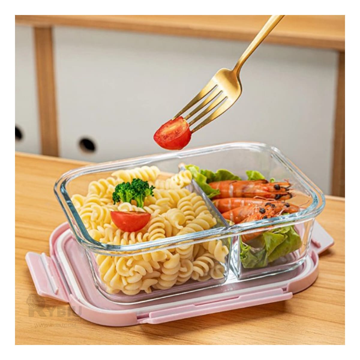 Taper Practico con 2 Divisiones y con Tapa Rosado