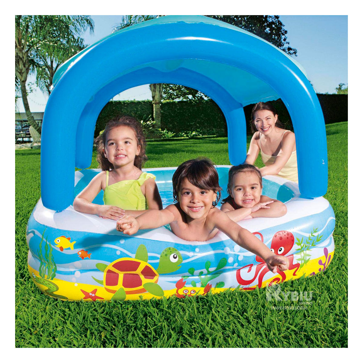 Piscina Moderna con Techito en Multicolor Y+Papel de Regalo