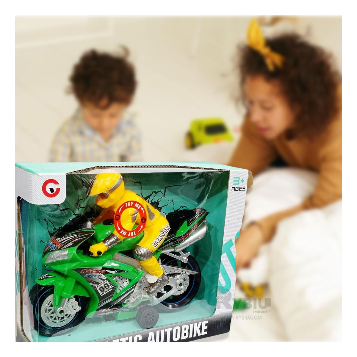 Moto Funcional para Entretener de Color Verde Y+Stickers