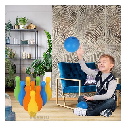 Juego de Bowling 10 Palos en Multicolor Y+Papel de Regalo