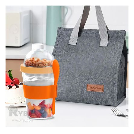 Vaso Portatil con Cuchara Acoplada en Anaranjado Y+Agendita Vaso Portatil con Cuchara Acoplada en Anaranjado Y+Agendita