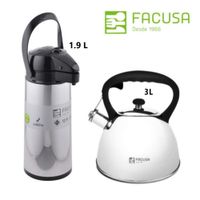 Termo con Dispensador 1.9L y Tetera Acero Inoxidable 3L Facusa 2025
