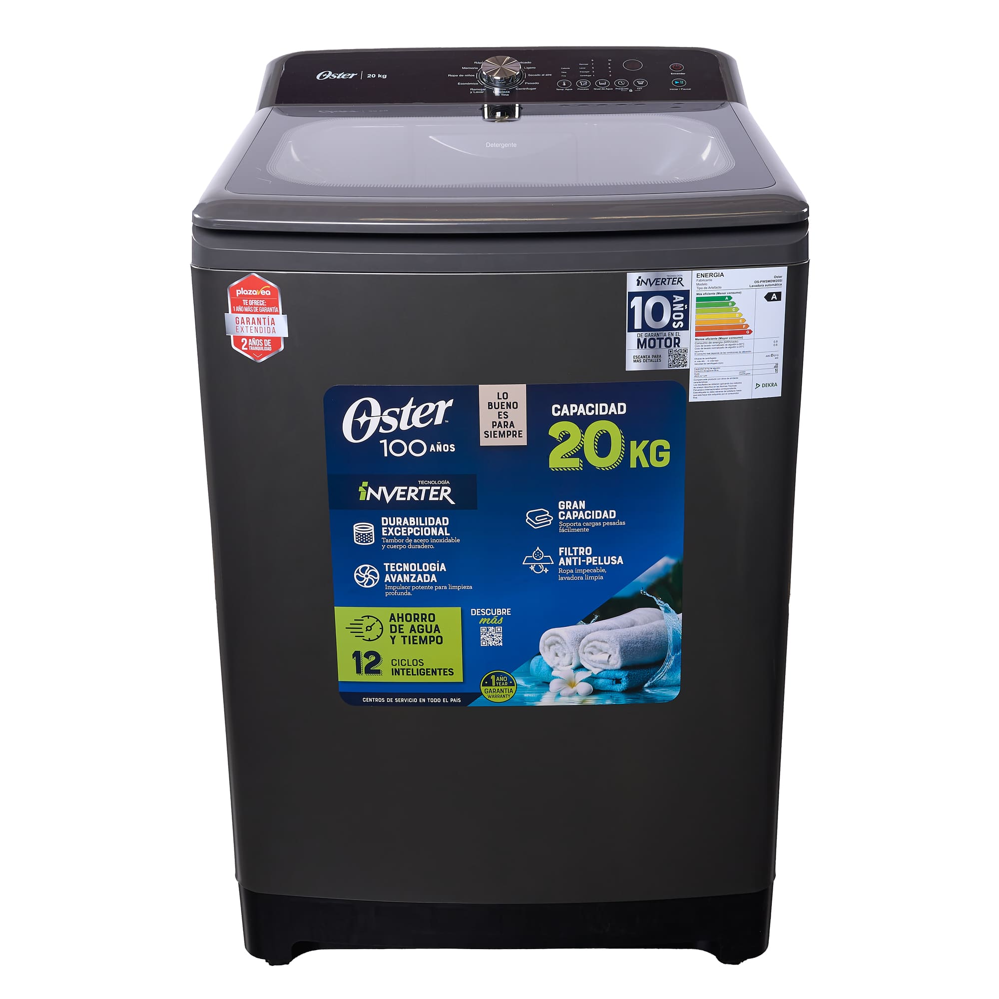 Lavadora OSTER Carga Superior 20Kg OS-PWSMDW20SI Black Inox