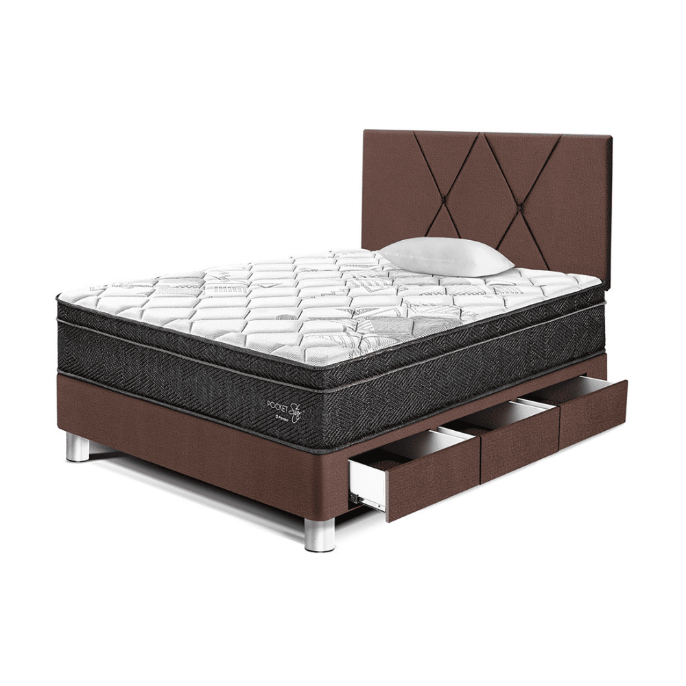 Dormitorio Paraíso Pocket Star con Cajones con Loft 1.5 plazas Chocolate
