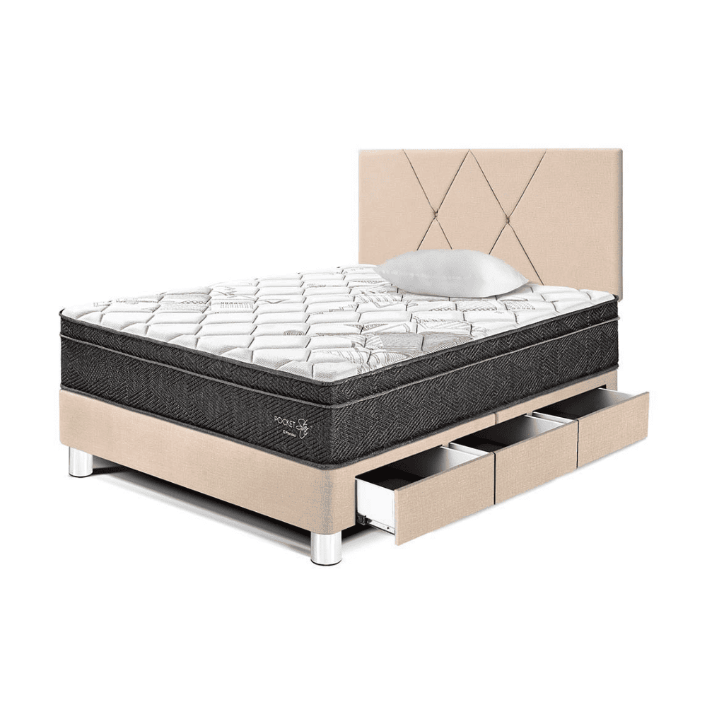 Dormitorio Paraíso Pocket Star con Cajones con Loft 1.5 plazas Champagne