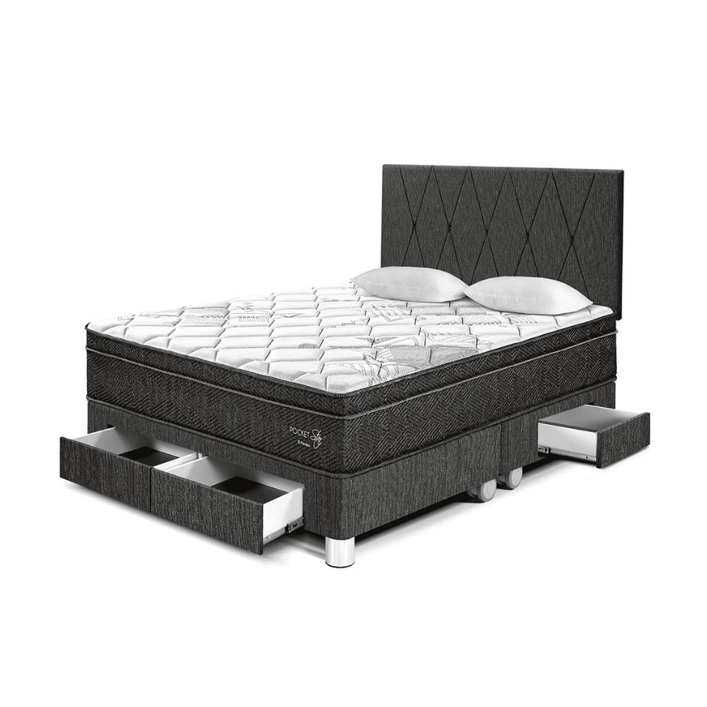 Dormitorio Paraíso Pocket Star con Cajones con Loft King Charcoal