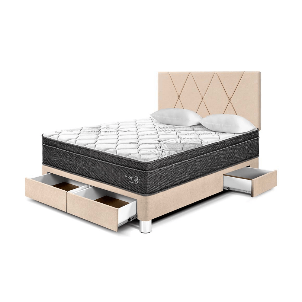 Dormitorio Paraíso Pocket Star con Cajones con Loft 2 plazas Champagne
