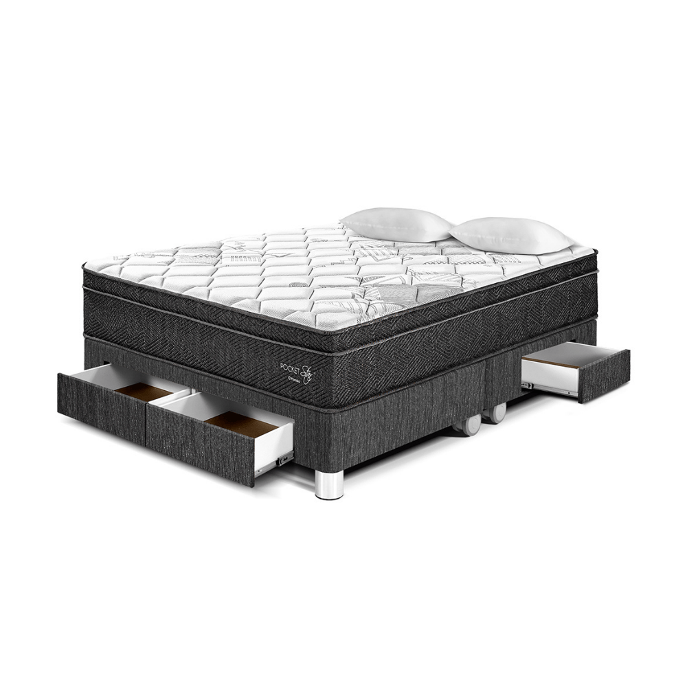 Cama Pocket Star Con Cajones King Charcoal Paraiso