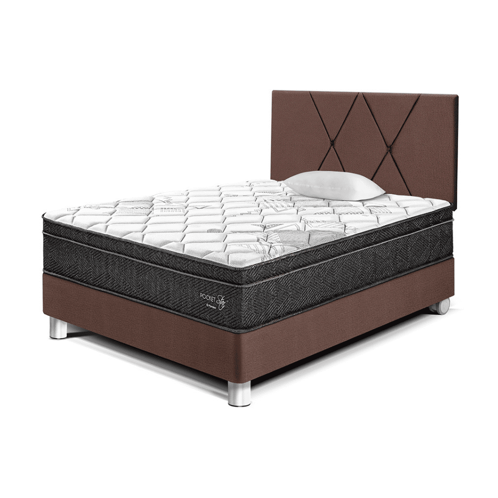 Dormitorio Pocket Star 1.5 plazas Chocolate Paraiso con Resortes Pocket y Acolchado de Espuma Flexible