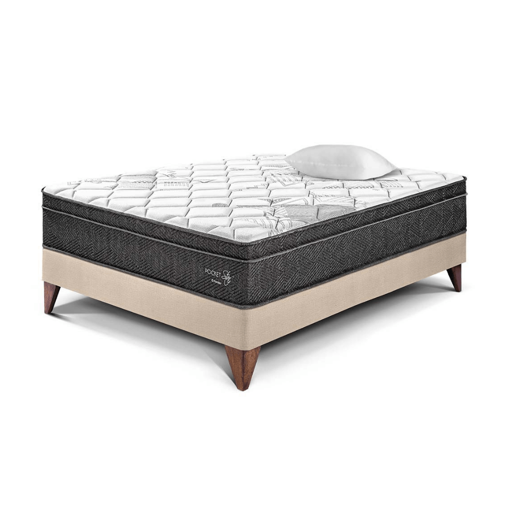 Cama Europea Pocket Star 1.5 plazas Champagne Paraiso