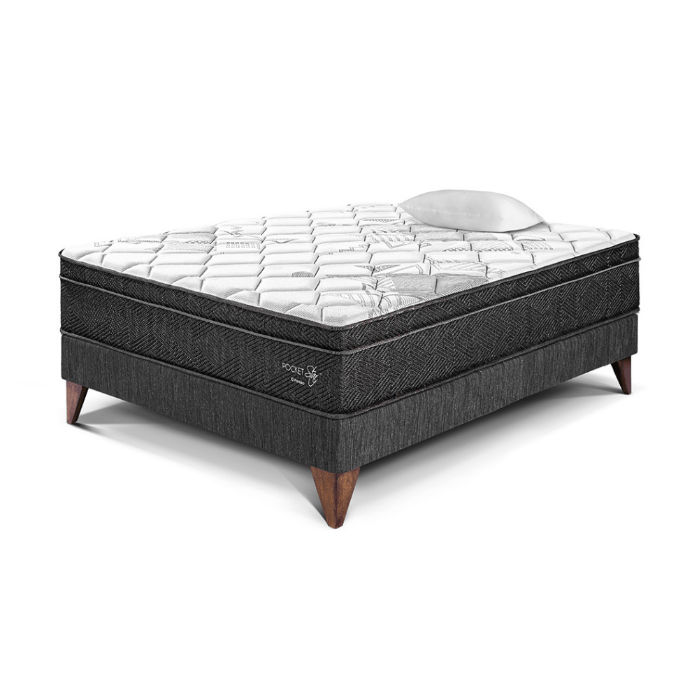 Cama Europea Paraiso Pocket Star 1.5 plazas Charcoal