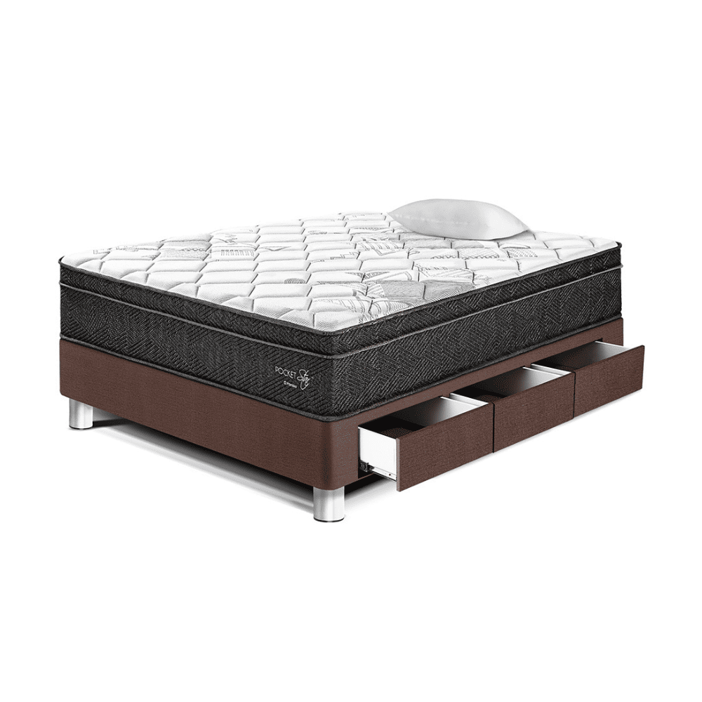 Cama Pocket Star Con Cajones 1.5 plazas Chocolate Paraiso