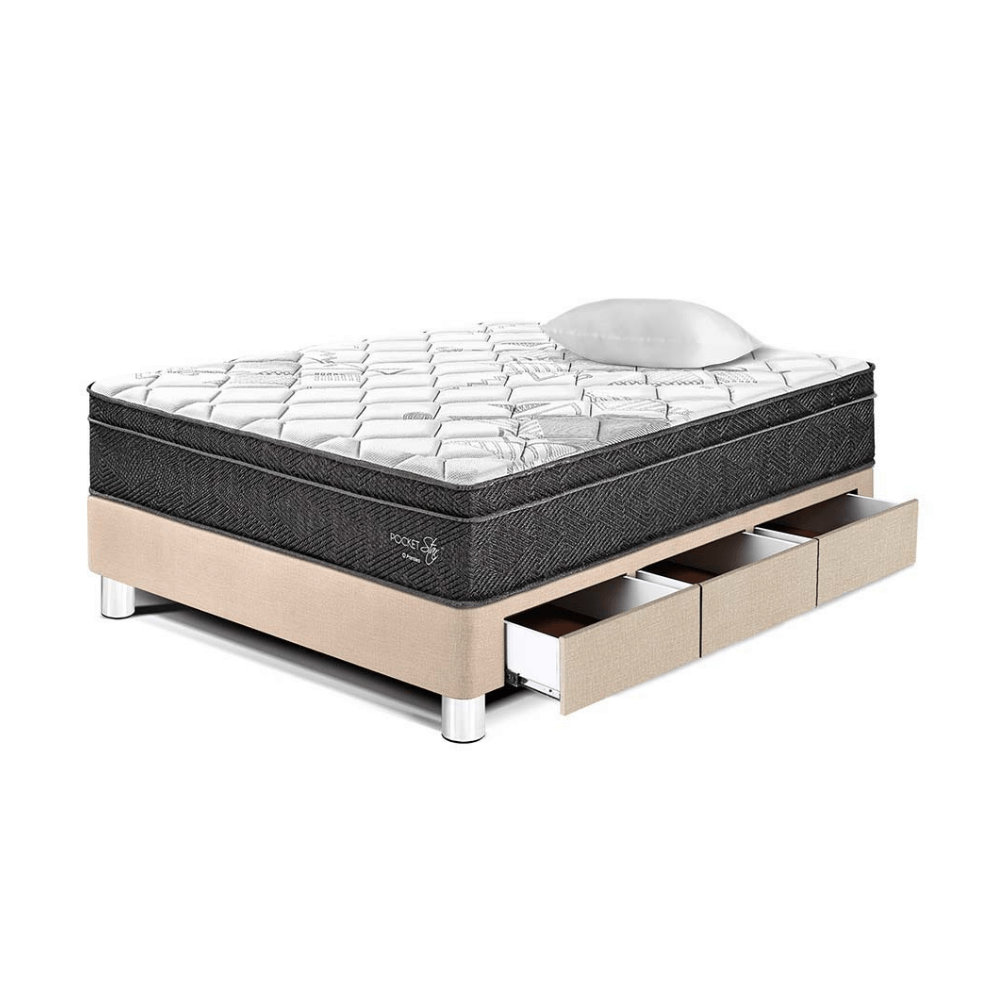 Cama Pocket Star Con Cajones 1.5 plazas Champagne Paraiso