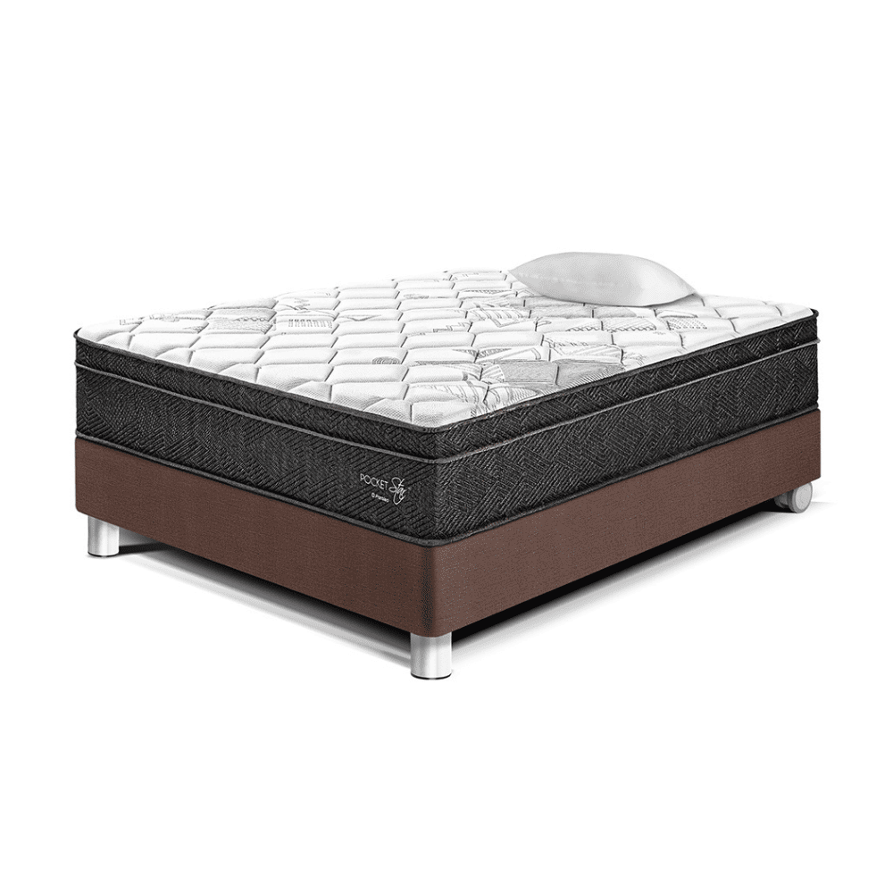 Cama Pocket Star 1.5 plazas Chocolate Paraiso