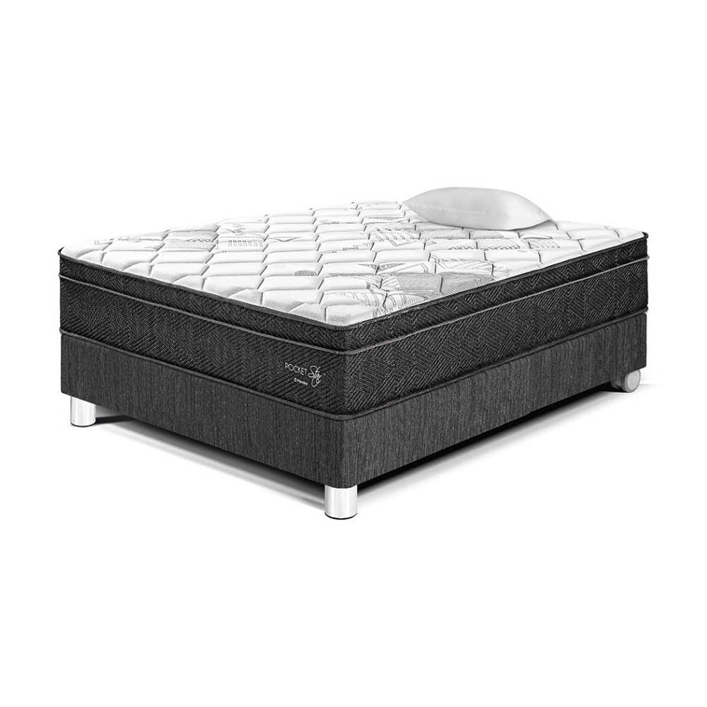 Cama Pocket Star 1.5 plazas Charcoal Paraiso
