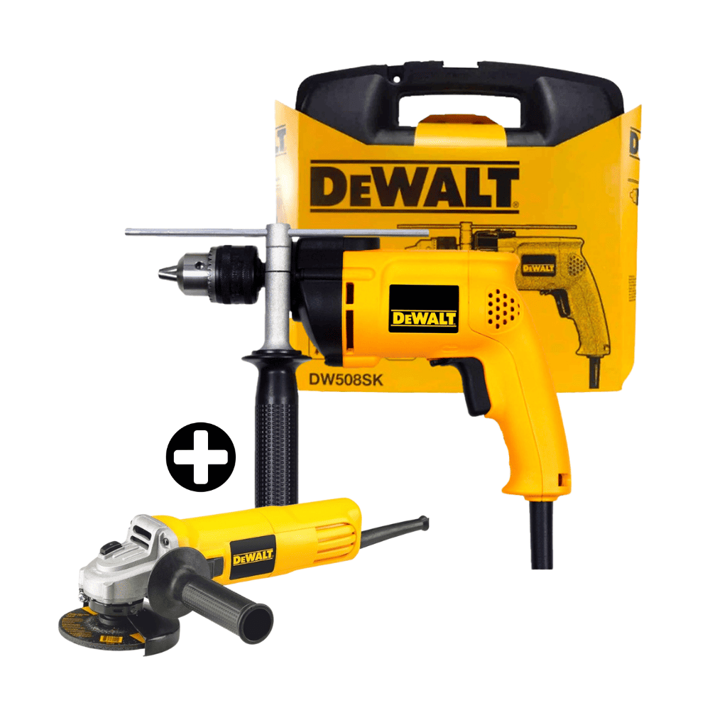 COMBO Taladro Percutor 1/2"" 800W DW508SK + Esmeril Angular Dewalt Dwe750 4-1/2"" 750W