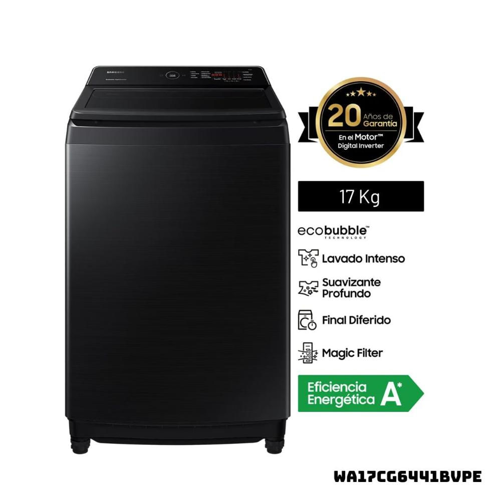 Lavadora SAMSUNG 17KG Superior Smart Ecobubble Negro WA17CG6441BVPE