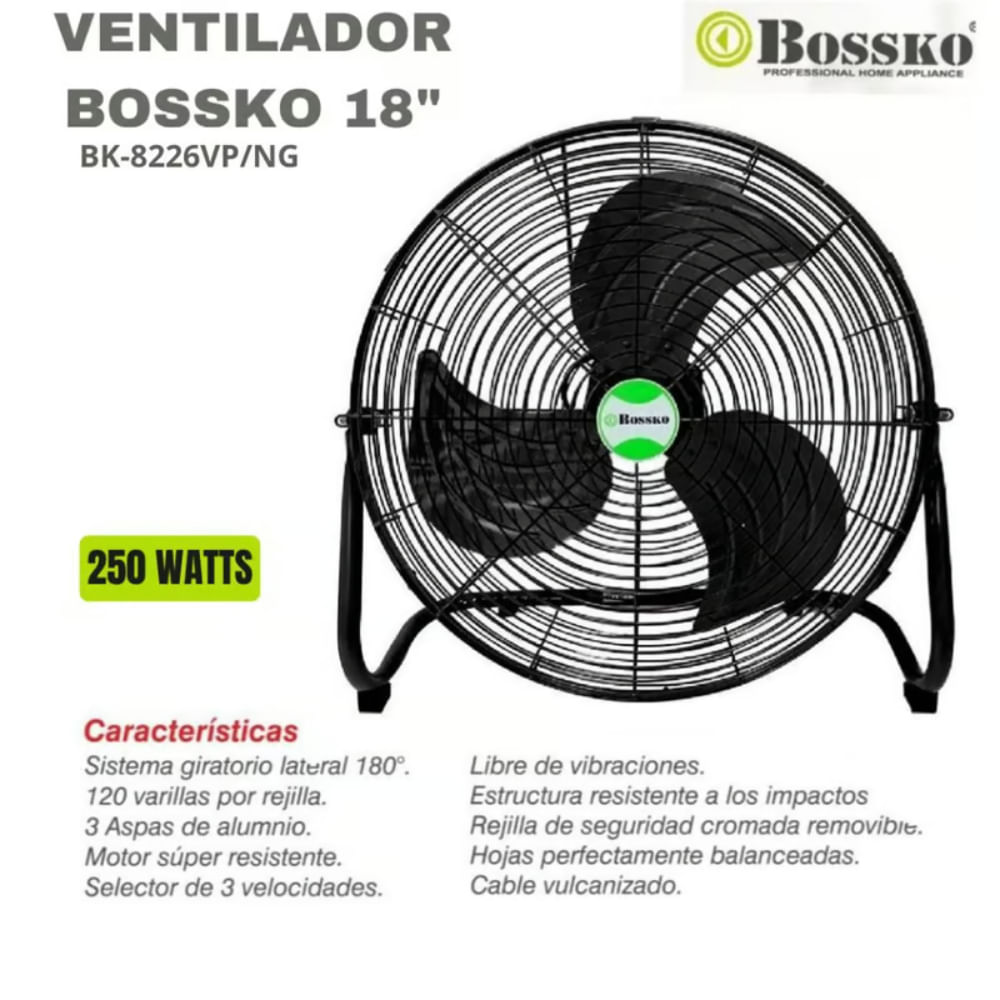 Ventilador de 18"" Bossko BK-8226VP/NG Negro