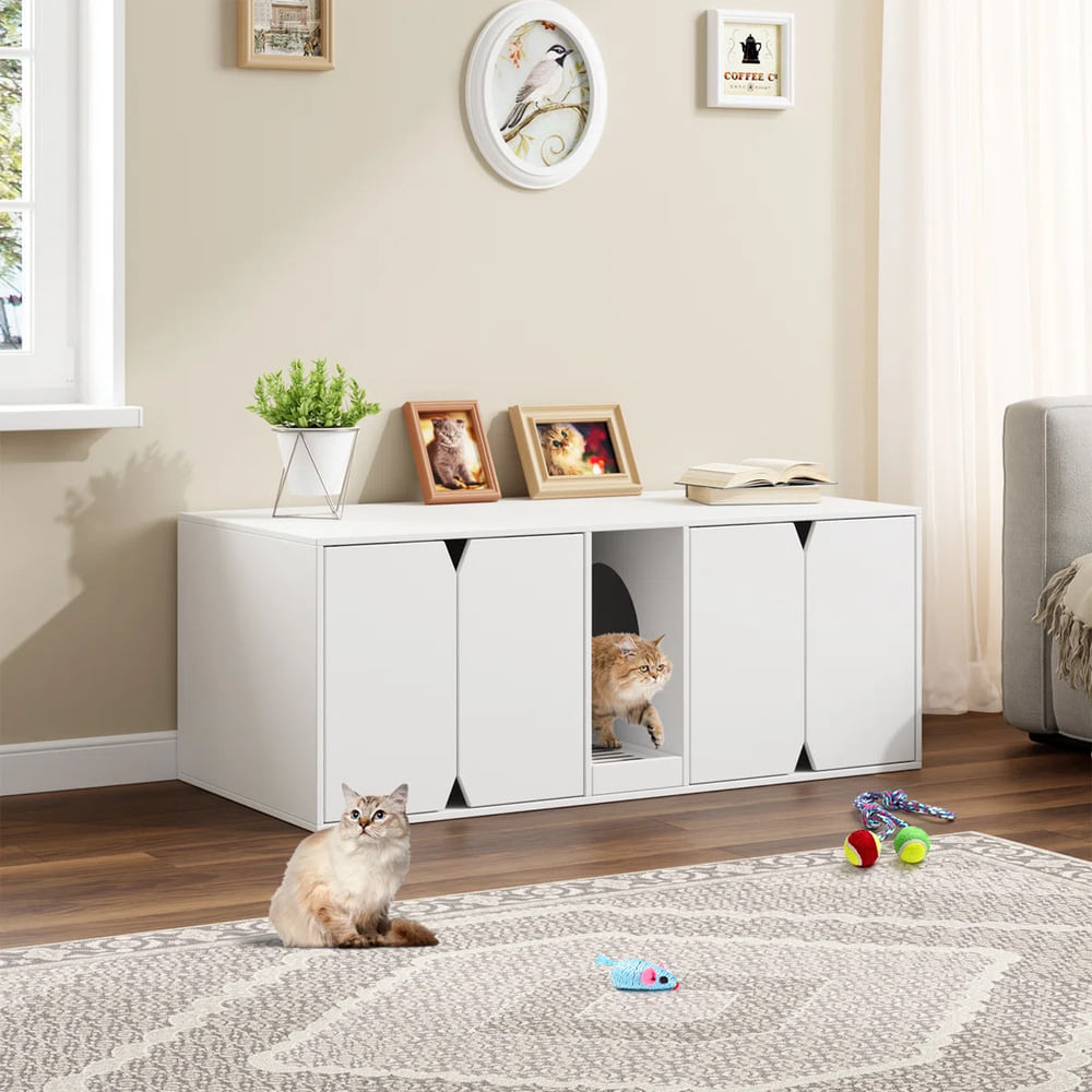 Mueble Blanco para Gato con 4 Puertas Mileno TU MESITA