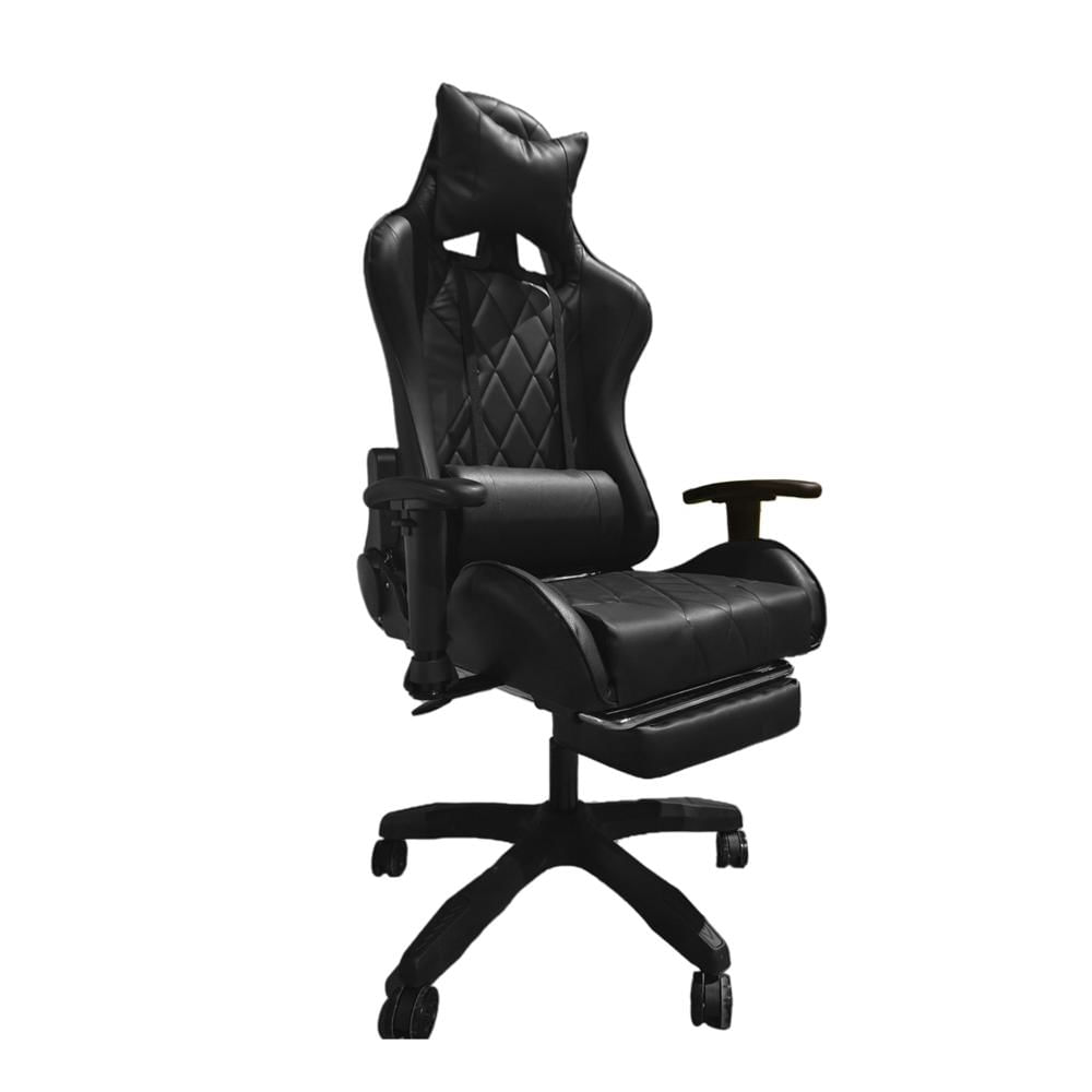 Silla Gamer TEMEL Negro Reclina 180° con Reposapiés.