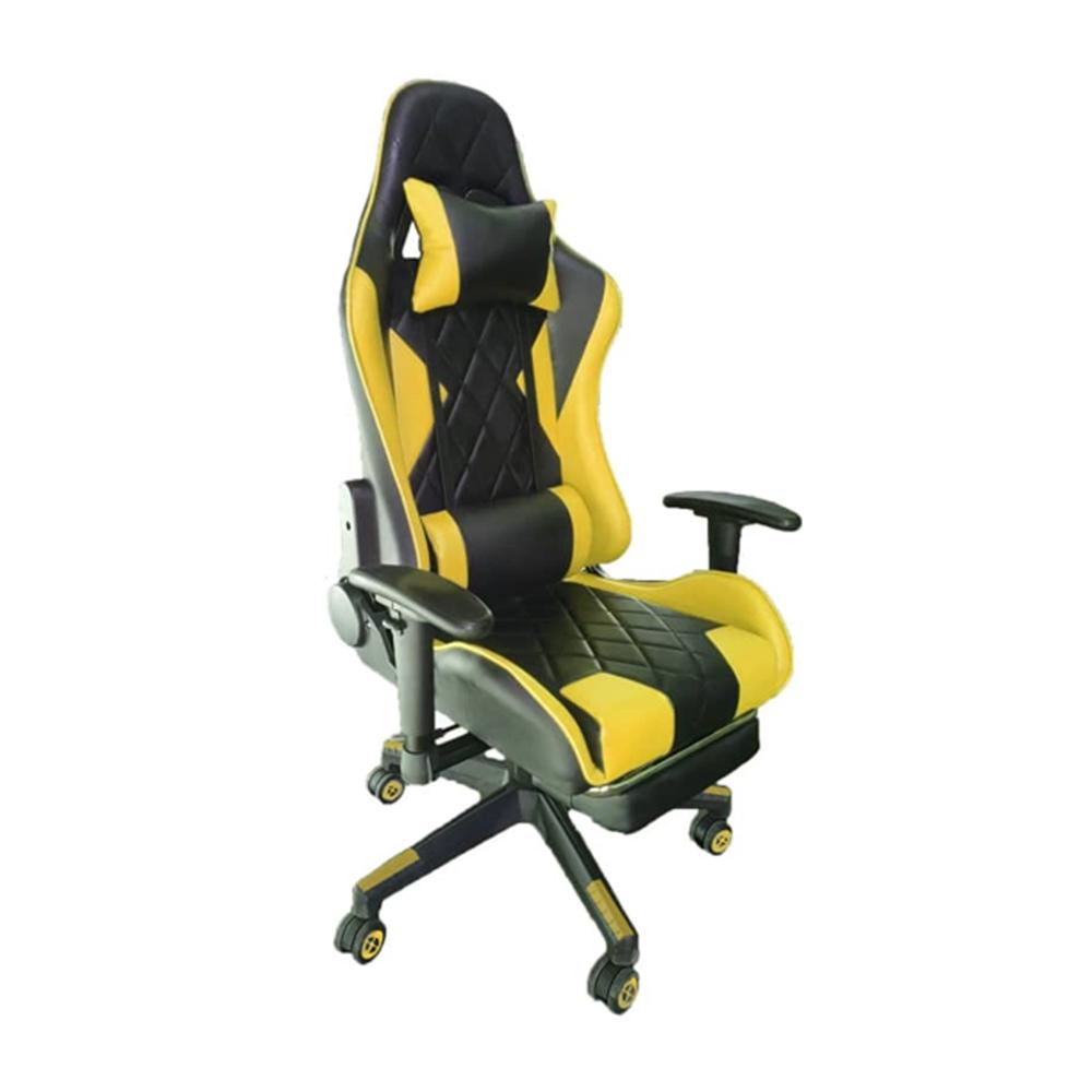 Silla Gamer TEMEL Amarillo Reclina 180° con Reposapiés.