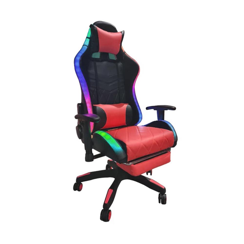 Silla Gamer TEMEL Rojo Reclina 180° Reposapiés y Luces RGB