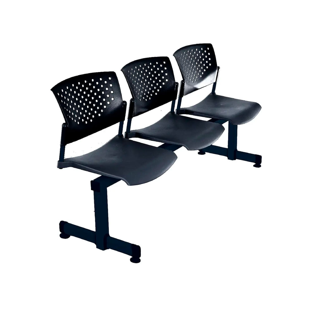 Banqueta De Espera Tandem Butterfly 3 Asientos Negro Estructura Negro Ofideas