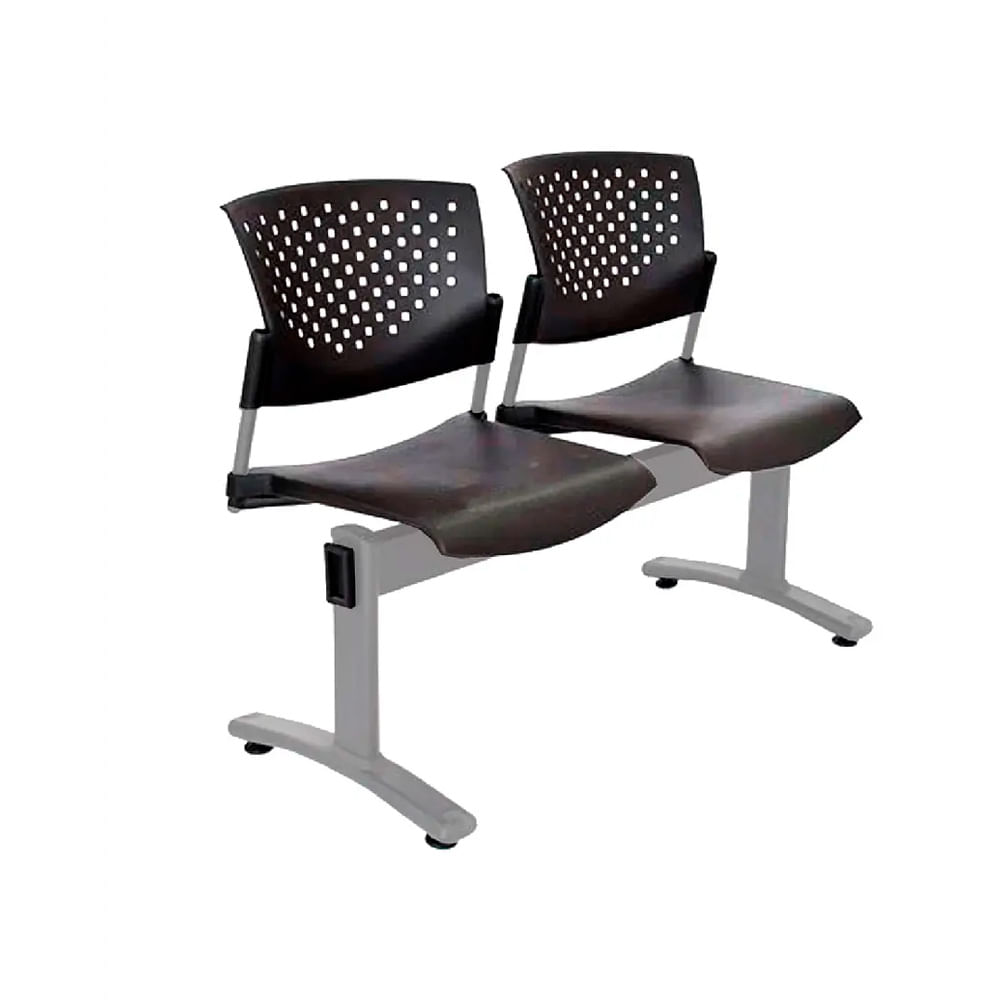 Banqueta De Espera Tandem Butterfly 2 Asientos Negro Estructura Gris Ofideas