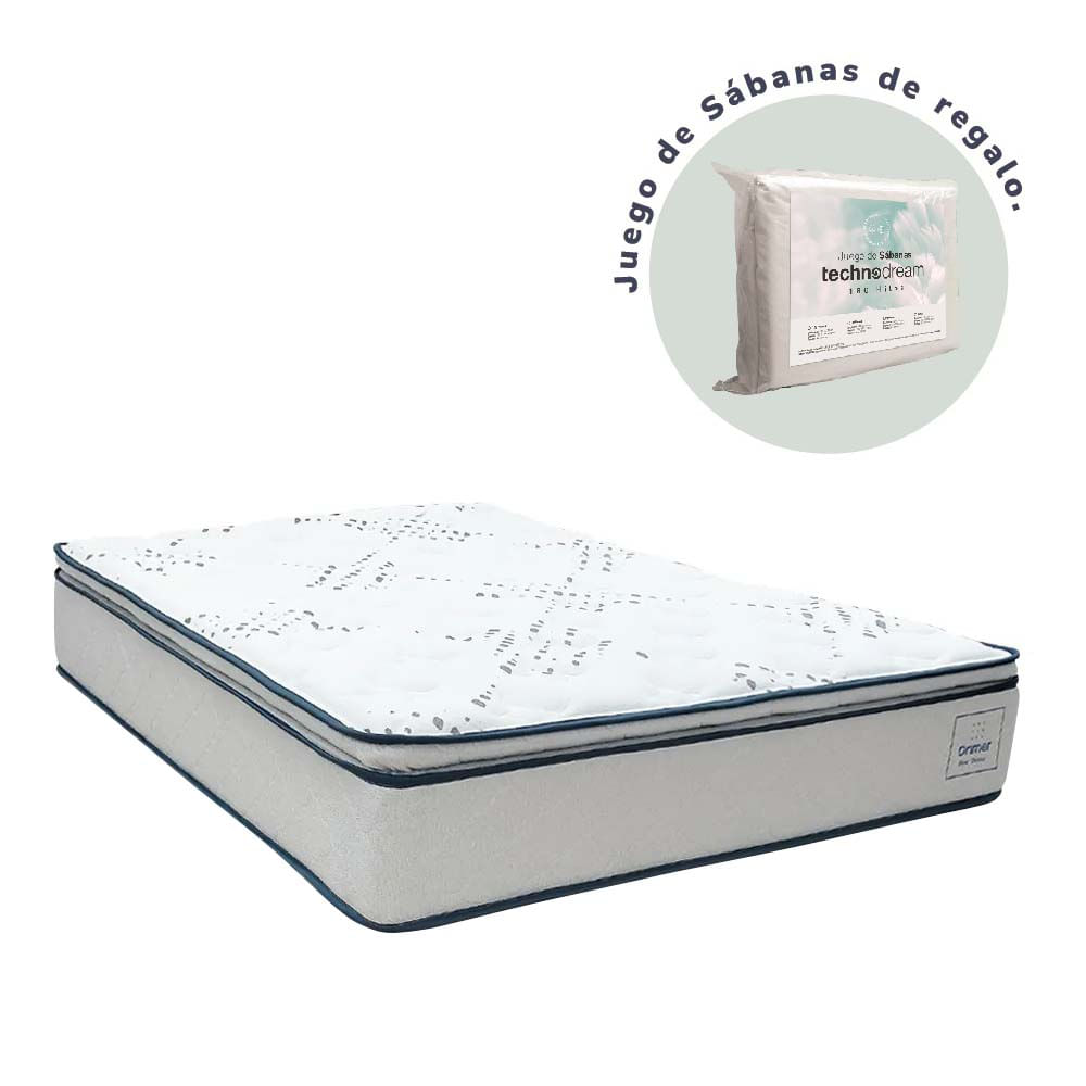 Colchón Drimer Pocket antiestrés New Ozono 1.5 Plazas  + 1 Almohada
