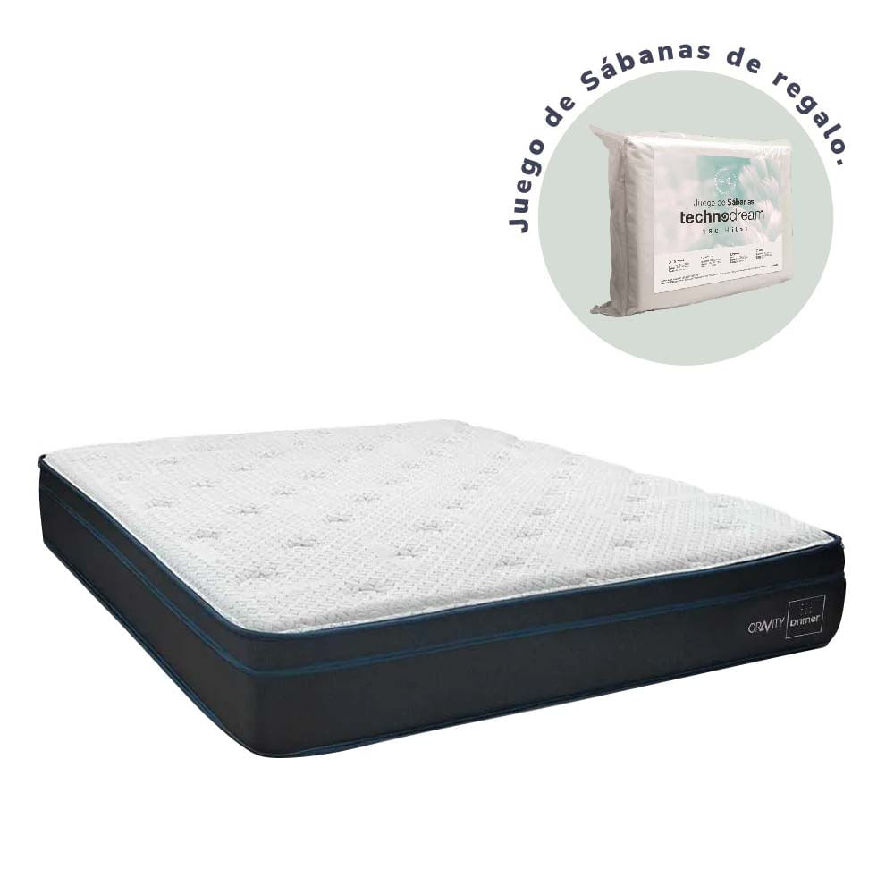 Colchón Drimer Antiacaros Gravity King  + 2 Almohadas