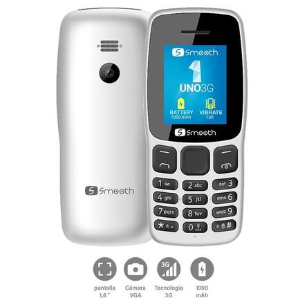 Teléfono Móvil SMOOTH UNO 3G Dual SIM BLUETOOTH BLANCO Teléfono Móvil SMOOTH UNO 3G Dual SIM BLUETOOTH BLANCO