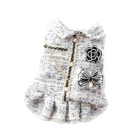 Ropa Para Perros Vestido Tweed Perlas Azul Blanco Talla - XS
