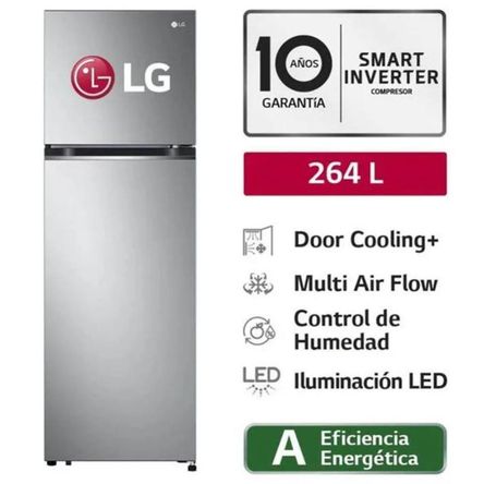Refrigeradora LG No Frost GT26BPP Top Freezer 264L Plateada