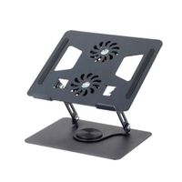 Soporte de Aluminio S&T para laptop 11-18"" Gira 360° Ventilador Doble  HL906F Negro
