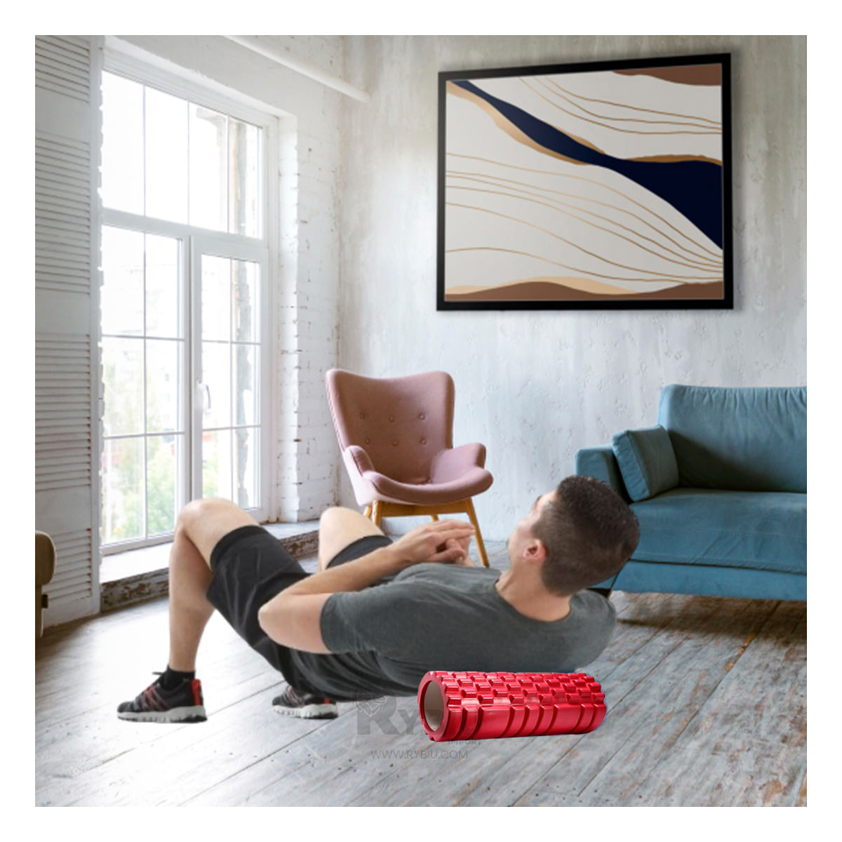 Rodillo Multiuso para Deporte Color Rojo Y+Stickers