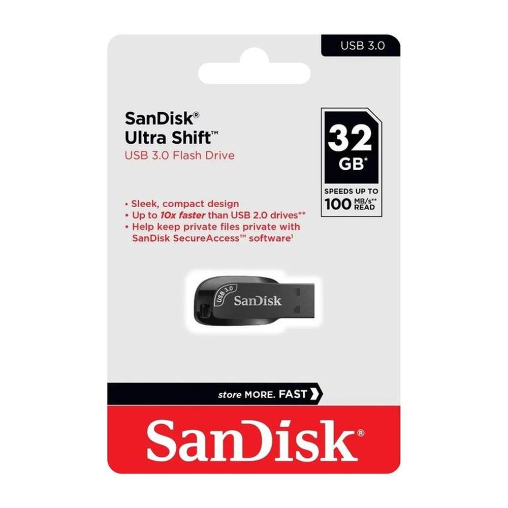 Memoria USB Sandisk 3.0 Ultra Shift 32GB 100Mb/S Negro Memoria USB Sandisk 3.0 Ultra Shift 32GB 100Mb/S Negro