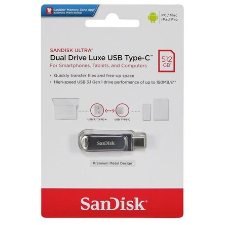 Memoria USB Sandisk Ultra DualDrive Luxe 512GB TipoC 150MbS Memoria USB Sandisk Ultra DualDrive Luxe 512GB TipoC 150MbS