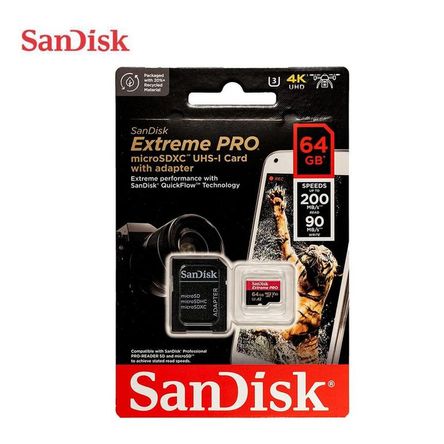 Memoria Micro SD Sandisk Extreme Pro 64GB 4K 200MBS A2 U3 Memoria Micro SD Sandisk Extreme Pro 64GB 4K 200MBS A2 U3