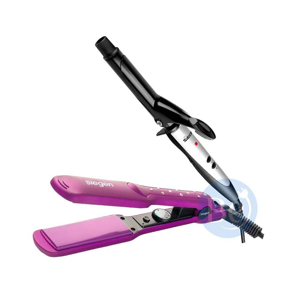 Combo Siegen Alisadora SG-3540 Bright Purple y Rizador SG-2411 de 25mm