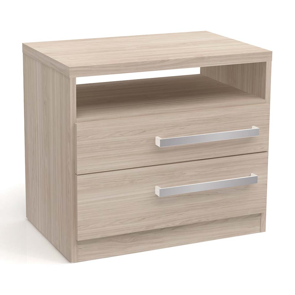 Velador Capri 2 cajones Almendra con tirador Orange