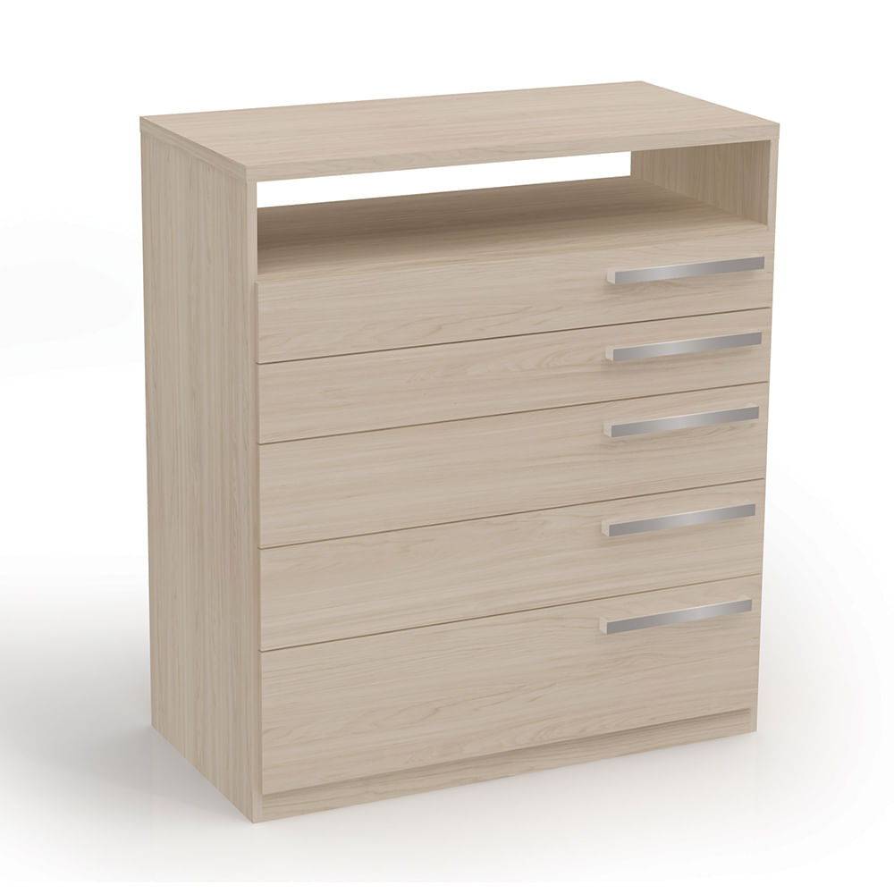 Cómoda Capri Orange Almendra de MDP Mate con 5 Cajones y Repisa