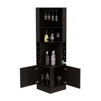 Bar Esquinero Melamina Negro Madera Kava Beijing Tuhome