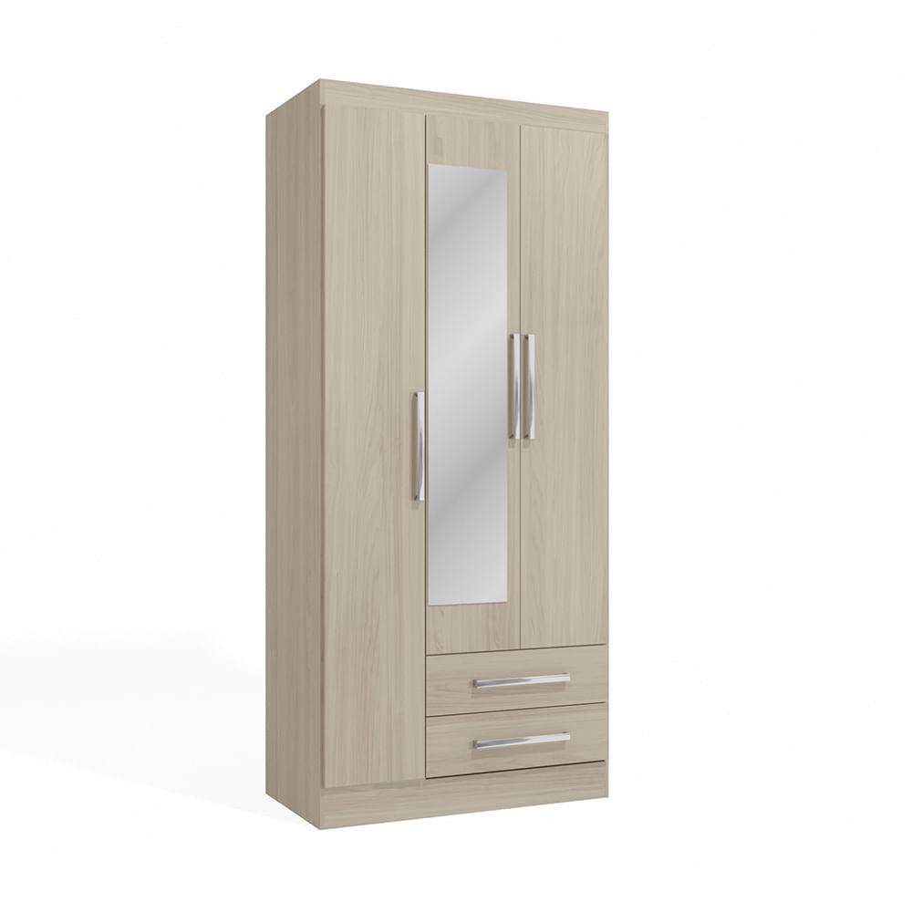 Ropero Capri Almendra Orange con Espejo MDP 3 Puertas 2 Cajones