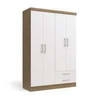 Ropero Ema 4 Puertas 2 Cajones MDP Maple/Blanco Orange