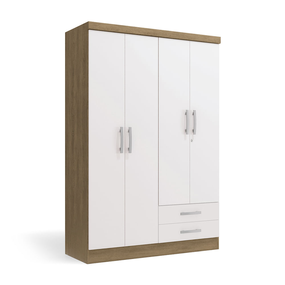 Ropero Ema 4 Puertas 2 Cajones MDP Maple/Blanco Orange