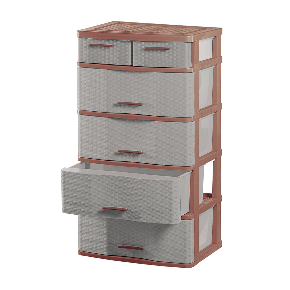 Cómoda Organizadora Polinplast Comodina #5 Beige de Ratán Cerezo